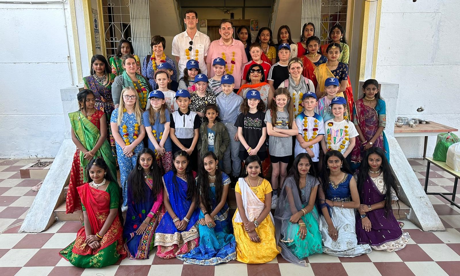 Lanchester EP Primary School pupils with their counterparts in India